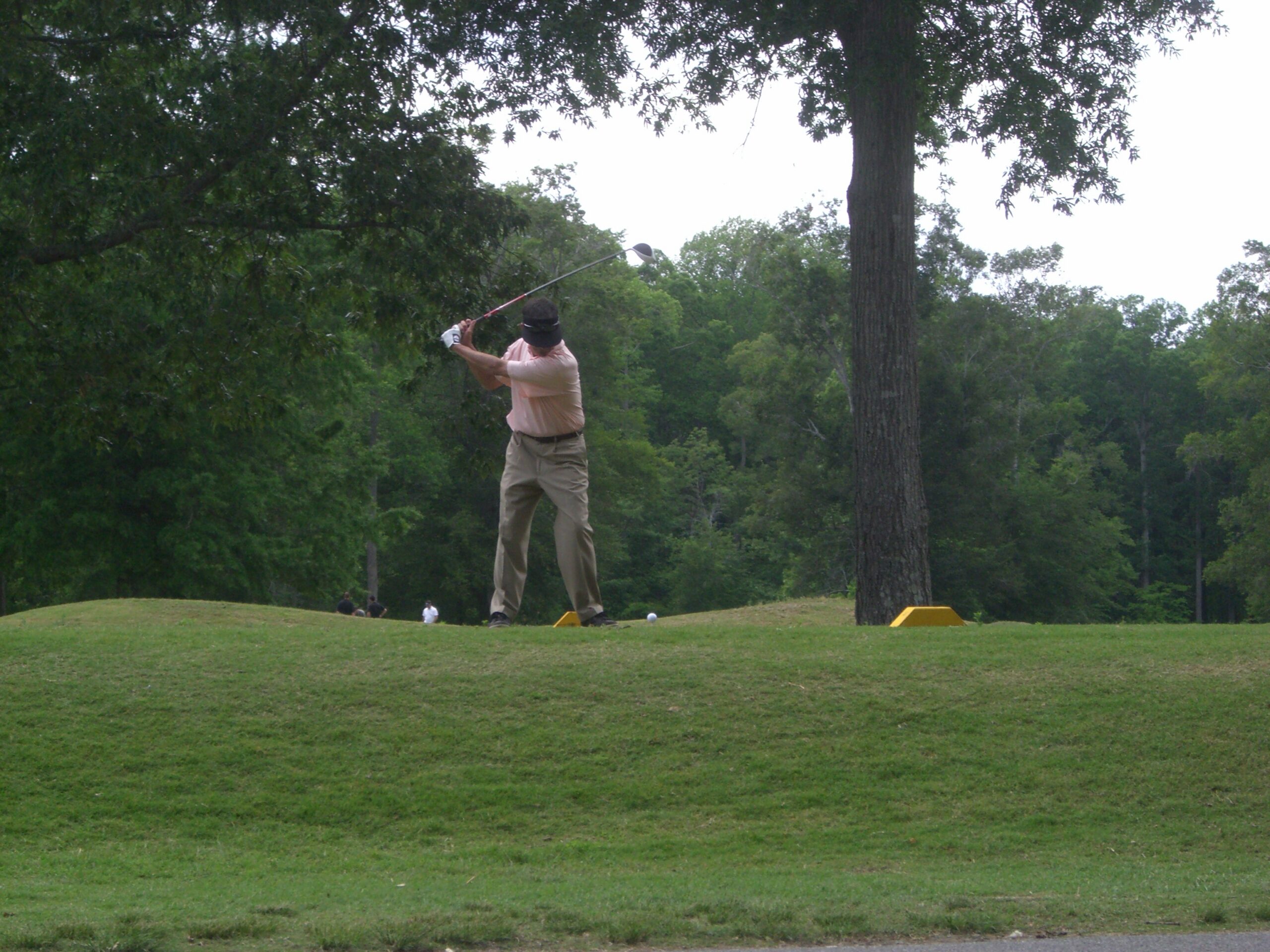 Golfer driving from the tee box